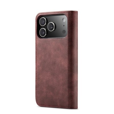 Baksida med kameraskydd – iPhone 17 Pro Max läderfodral rött från DG.MING