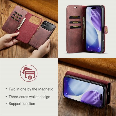 Demonstration av multifunktionell användning – DG.MING wallet case röd för iPhone 17 Pro Max