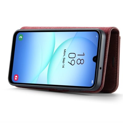 Samsung Galaxy A17 i DG.MING rött magnetfodral i liggande läge