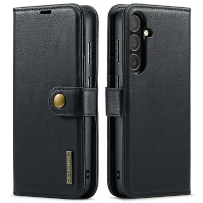 dg.ming 2-in-1 magnet wallet fodral svart samsung galaxy s25 fe – framsida och baksida