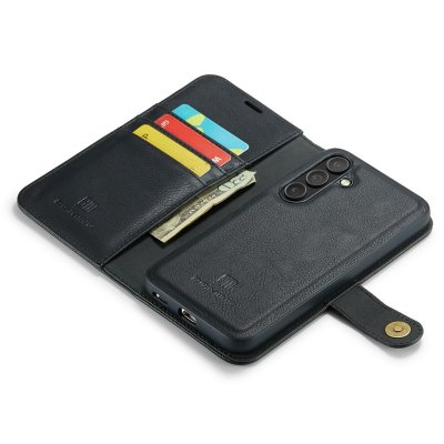 närbild på kortfack i dg.ming 2-in-1 magnet wallet samsung galaxy s25 fe svart fodral