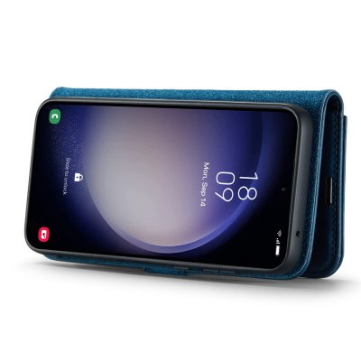 Samsung Galaxy S26 monterad i DG.MING 2-in-1 wallet – horisontellt läge