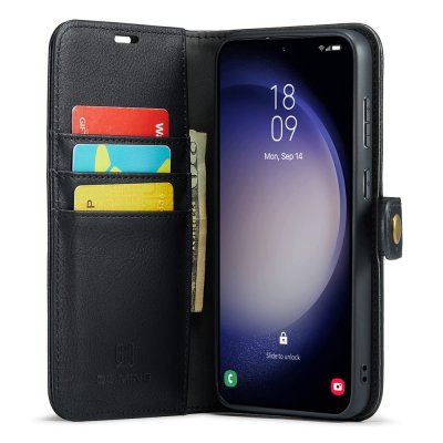 Svart DG.MING plånboksfodral till Galaxy S26 Plus med öppna kortfack