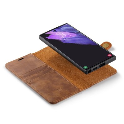 Avtagbart magnetiskt skal i cognac från DG.MING 2-in-1 wallet