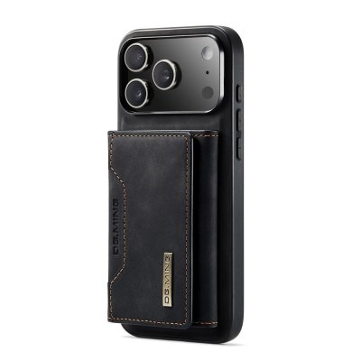 Magnetiskt DG.MING korthållarskal för iPhone 17 Pro Max – svart PU-läder