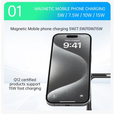 Qi2-certifierad laddningsplatta för Samsung Galaxy S26 med justerbar vinkel
