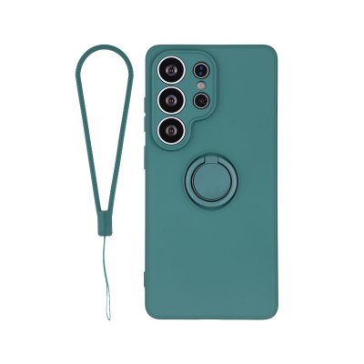 Silikonskal med remring och ställ för Samsung Galaxy S26 Ultra – mörkgrön