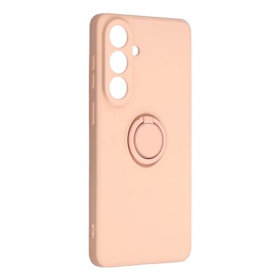 Rosa silikonskal till Galaxy S26 med vridbar ringhållare och precisionsurtag för kameran