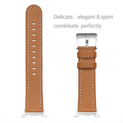 Brunt tvådelat läderarmband med snabbfästen för Galaxy Watch 8 44mm, visning av längd