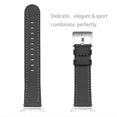 Svart äkta läderarmband för Samsung Galaxy Watch 8 40mm med rostfritt stålspänne