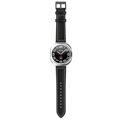 Samsung Galaxy Watch Ultra 47mm armband i svart läder – sidovy med spänne