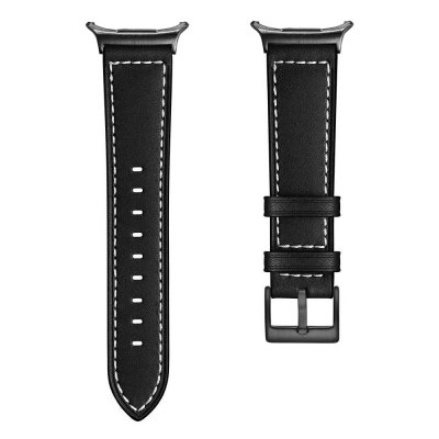 Utbytbart svart läderarmband till Samsung Galaxy Watch Ultra (2025) – fram och bak