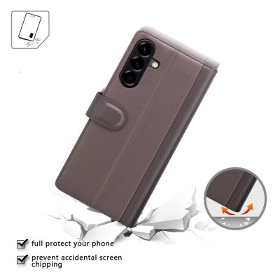 Brunt läderfodral till Galaxy A57 med skydd för kamera och kanter