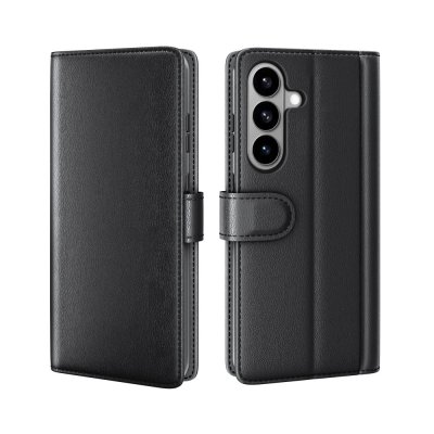 Äkta läderfodral Samsung Galaxy S26 svart med stängd framsida