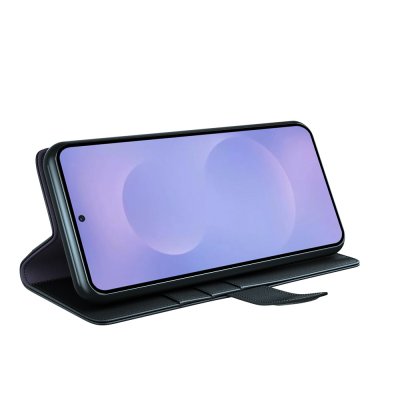 Ställfunktion på svart läderfodral Samsung Galaxy S26
