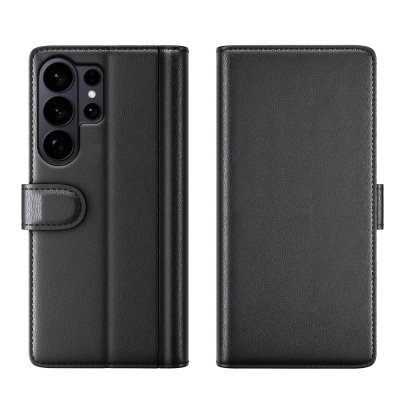 Elegant magnetfodral i äkta läder till Galaxy S26 Ultra – stängd baksida