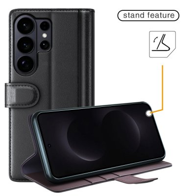 Stativfunktion med justerbar vinkel – Samsung Galaxy S26 Ultra svart läderfodral