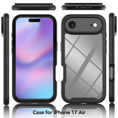 iPhone 17 Air svart allround-skydd med transparent baksida och magnetisk funktion