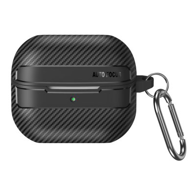 Carbon case till Samsung Galaxy Buds 3 FE svart skyddsskal med karbinhake
