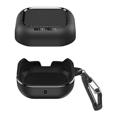 Samsung Galaxy Buds 4 svart carbon skal öppet laddningsetui