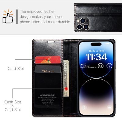Köp CaseMe Läderfodral iPhone 15 Pro Svart Online