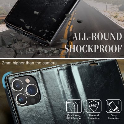 Köp CaseMe Läderfodral iPhone 15 Pro Svart Online