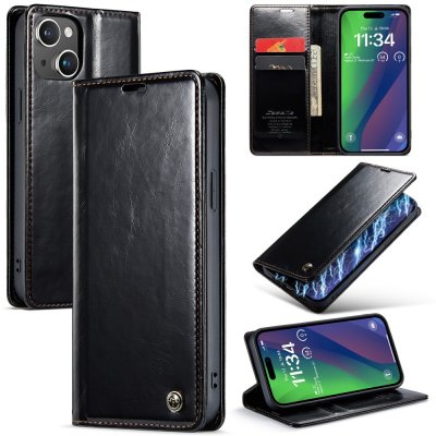 CaseMe Läderfodral iPhone 16 Svart
