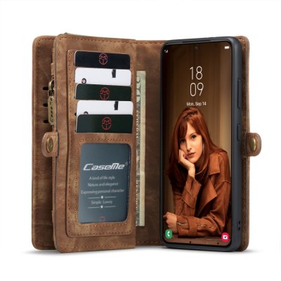 CaseMe Multi-Slot 2 i 1 Plånboksfodral Galaxy S22 Plus Brun - Techhuset.se