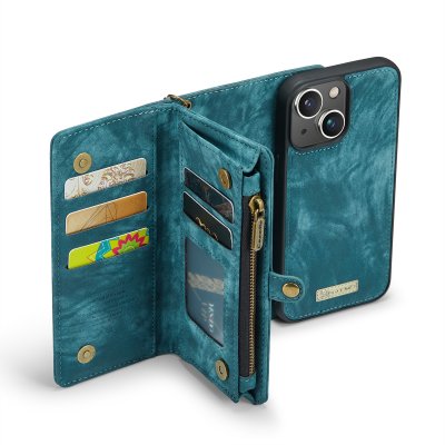 CaseMe Multi-Slot 2 i 1 Plånboksfodral iPhone 13 Blå