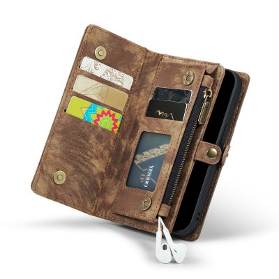 CaseMe Multi-Slot 2 i 1 Plånboksfodral iPhone 13 Brun