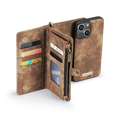 CaseMe Multi-Slot 2 i 1 Plånboksfodral iPhone 13 Brun