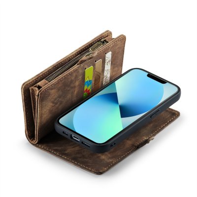 CaseMe Multi-Slot 2 i 1 Plånboksfodral iPhone 13 Brun