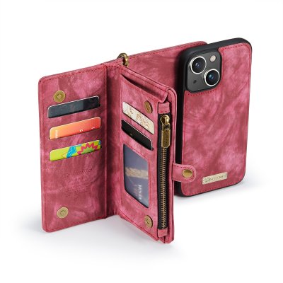 CaseMe Multi-Slot 2 i 1 Plånboksfodral iPhone 13 Röd