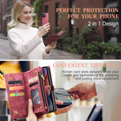 Köp CaseMe Multi-Slot 2 i 1 Plånboksfodral iPhone 14 Rosa Online