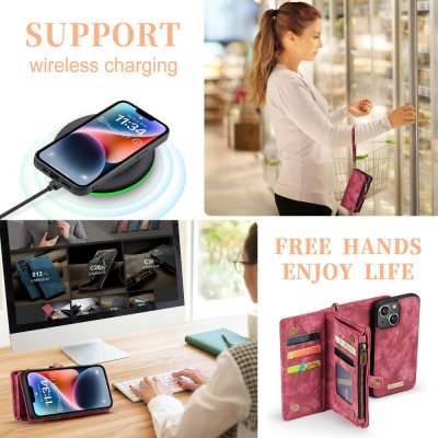 Köp CaseMe Multi-Slot 2 i 1 Plånboksfodral iPhone 14 Rosa Online