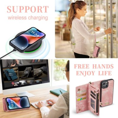 Köp CaseMe Multi-Slot 2 i 1 Plånboksfodral iPhone 14 Rosa Online
