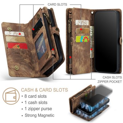 Köp CaseMe Multi-Slot 2 i 1 Plånboksfodral iPhone 15 Pro Brun Online