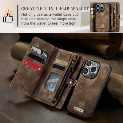 Köp CaseMe Multi-Slot 2 i 1 Plånboksfodral iPhone 15 Pro Brun Online