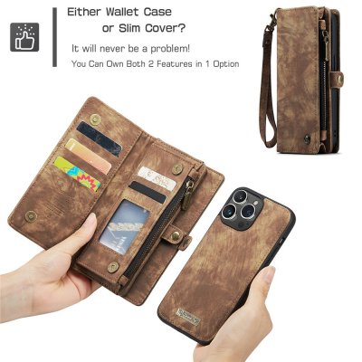 Köp CaseMe Multi-Slot 2 i 1 Plånboksfodral iPhone 15 Pro Brun Online