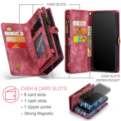 Köp CaseMe Multi-Slot 2 i 1 Plånboksfodral iPhone 15 Pro Röd Online