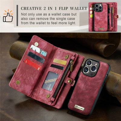 Köp CaseMe Multi-Slot 2 i 1 Plånboksfodral iPhone 15 Pro Röd Online