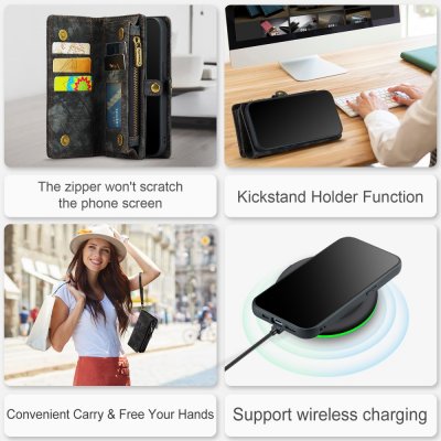 Köp CaseMe Multi-Slot 2 i 1 Plånboksfodral iPhone 15 Pro Svart Online