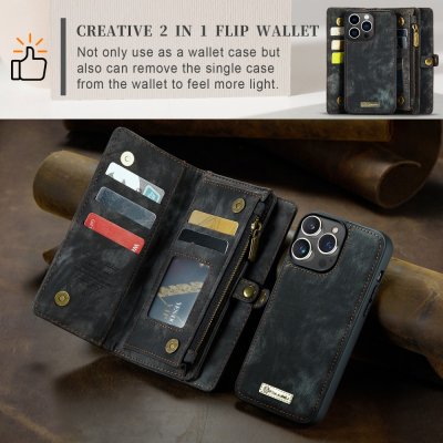 Köp CaseMe Multi-Slot 2 i 1 Plånboksfodral iPhone 15 Pro Svart Online