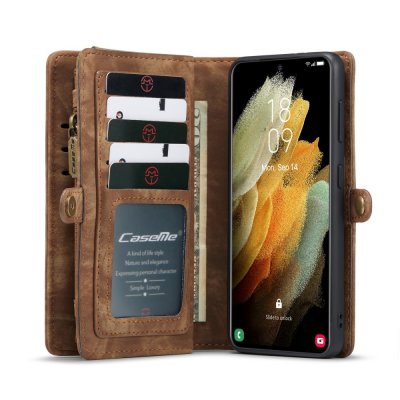 CaseMe Plånboksfodral Multi-Slot Samsung Galaxy S21 Plus Brun - Techhuset.se