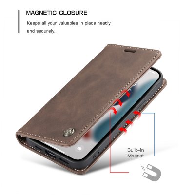 CaseMe Slim Plånboksfodral iPhone 13 Brun - Techhuset.se
