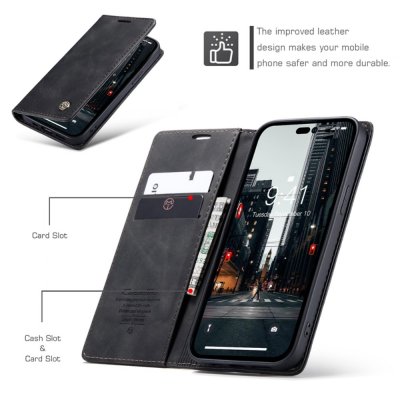 Köp CaseMe Slim Plånboksfodral iPhone 14 Pro Svart Online
