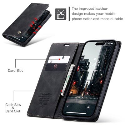 Köp CaseMe Slim Plånboksfodral iPhone 15 Pro Svart Online