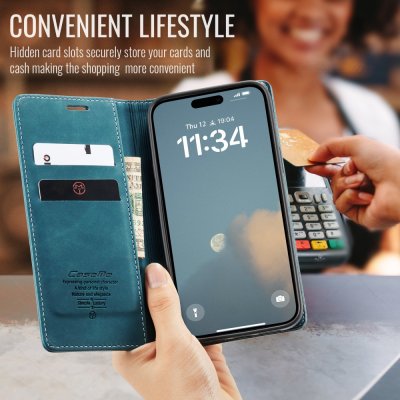 Slim Plånboksfodral iPhone 16 Plus Blå