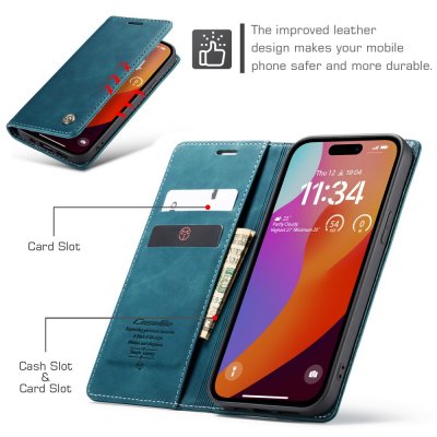 Slim Plånboksfodral iPhone 16 Pro Blå