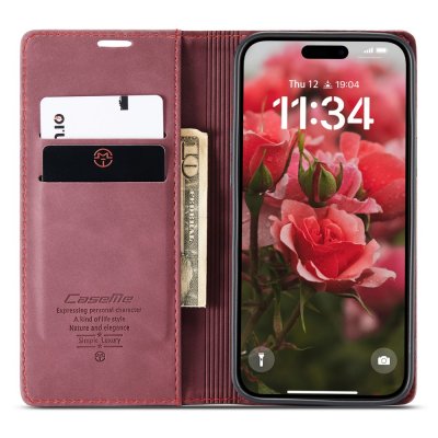 Slim Plånboksfodral iPhone 16 Plus Röd